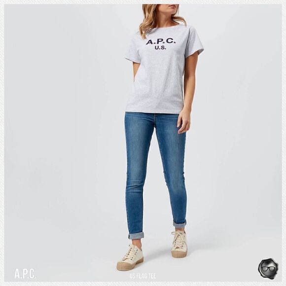 A.P.C. U.S. FLAG TEE IN GREY MELANGE 2017 U.S. CAPSULE COLLECTION T-SHIRT NWT - Picture 13 of 14